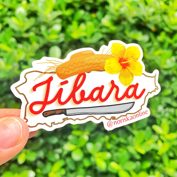 Sticker con la palabra jibara de Puerto Rico. Diseñado en Puerto Rico por mujer empresaria. Boricua sticker of the jibara word. Designed in Puerto Rico by a woman entrepeneur. 1