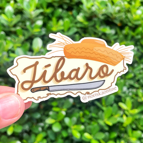 Sticker con la palabra jibaro de Puerto Rico. Diseñado en Puerto Rico por mujer empresaria. Boricua sticker of the jibaro word. Designed in Puerto Rico by a woman entrepeneur.