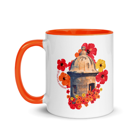 Taza con la garita del morro puerto rico viejo san juan y amapolas