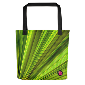 Cartera (totebag) con hojas de palmas de Puerto Rico, en otoño y primavera.