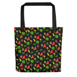 Cartera elegante y resistente que representa la flora caribeña y puertorriqueña: la amapola, las palmeras y las hojas de plátano.