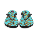 "Chancletas" (Flip Flops) con representación artística de los caracoles en la arena de Puerto Rico.