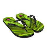 Chancletas (flip flops) con hojas de palmas de Puerto Rico en primavera.