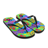 Chancletas (Flip Flops) artísticas de las olas cambiando los colores del mar de Puerto Rico.