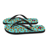 "Chancletas" (Flip Flops) con representación artística de los caracoles en la arena de Puerto Rico.