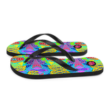 Chancletas (Flip Flops) artísticas de las olas cambiando los colores del mar de Puerto Rico.