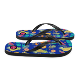 Chancletas de playa con frutas caribeñas que representan nuestro lugar en el mapa: ¡Las Antillas! Puerto Rico.