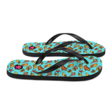 "Chancletas" (Flip Flops) con representación artística de los caracoles en la arena de Puerto Rico.