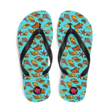 "Chancletas" (Flip Flops) con representación artística de los caracoles en la arena de Puerto Rico.